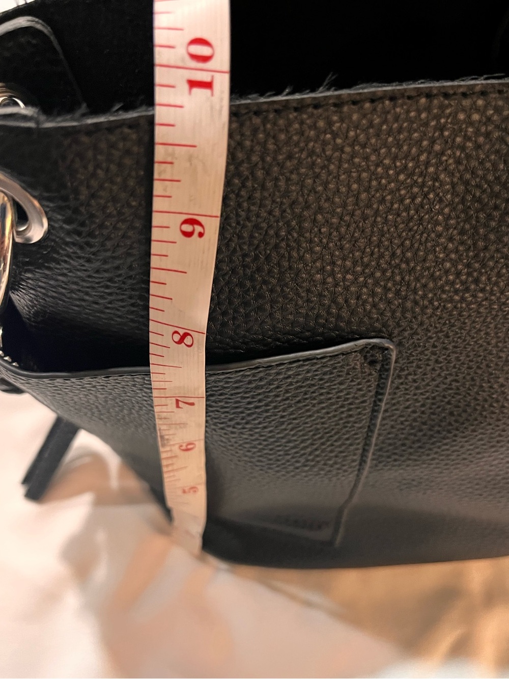 Steve Madden Black Pebbled Leather Shoulder Bag with Studded Handle - Picture 10 of 11